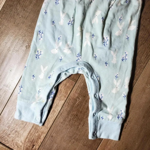 Baby Cat & Jack Baby Blue and White Rabbit Jumpsuit Romper Size 3-6M - Picture 4 of 9